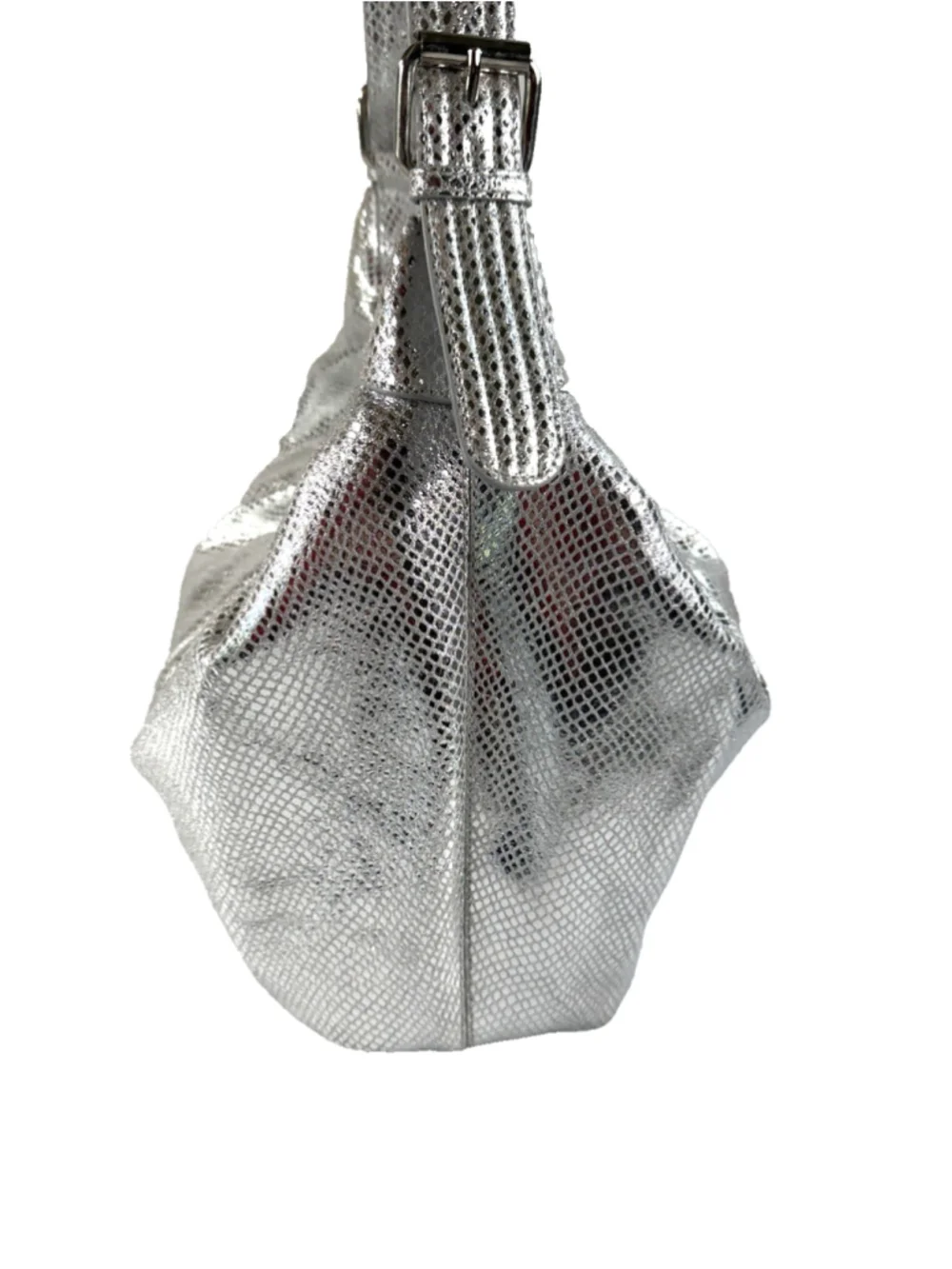 Calvin Klein Silver Shoulder Bag Leather Purse Hobo Snake Print